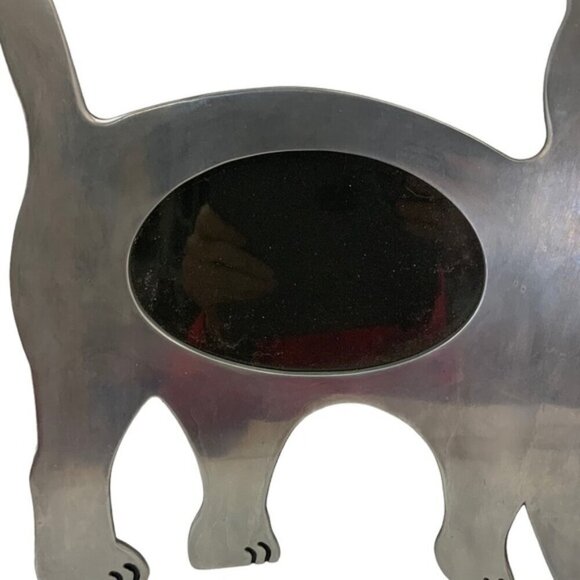 Cat Photo Frame Large Metal Freestanding Curved Large 11” Table Decor Silver 4x6 - Picture 5 of 16